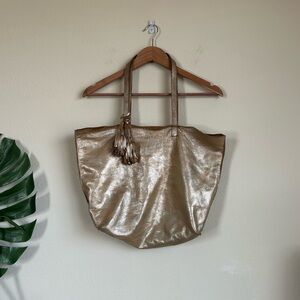 Noha Nadler Deena Metallic Leather Slouchy Tote Bag and Wallet Pouch